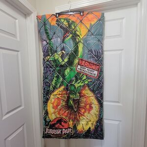 Vintage 1992 Jurassic Park Dilophosaurus Velociraptor Sleeping‎ Bag 56" X 29"